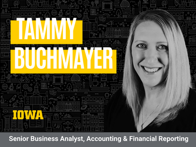 Tammy Buchmayer branded Iowa black and gold graphic