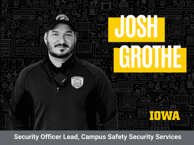 Josh Grothe branded black and gold Iowa graphic