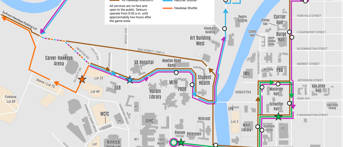 Over view of the bussing map that will be used on game days 