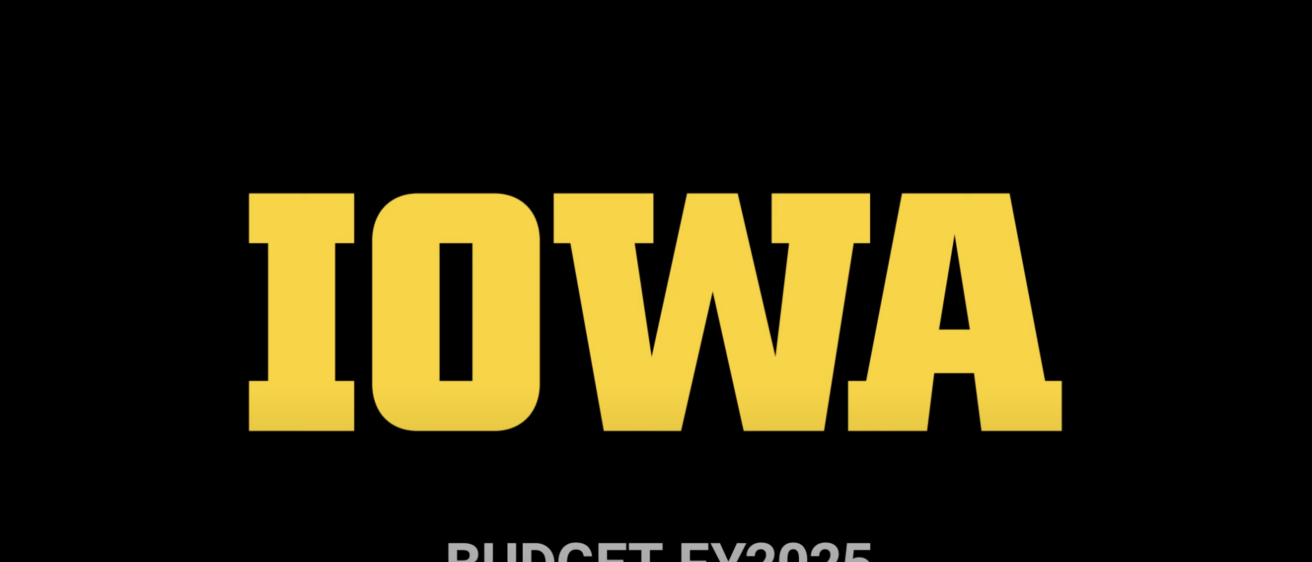 A picture of the Iowa logo in gold