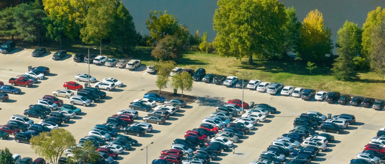 Drone image of parking lot 