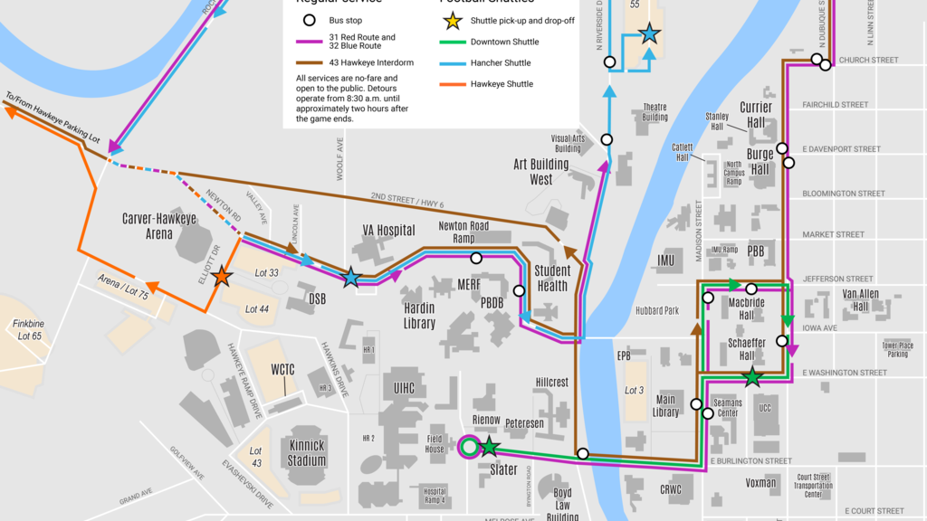 Over view of the bussing map that will be used on game days 