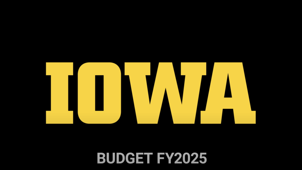 A picture of the Iowa logo in gold